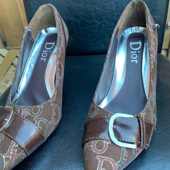 ๐ DIOR authentic Vintage brown sparkly monogram leather strap high heels ๐ - Picture 8 of 16